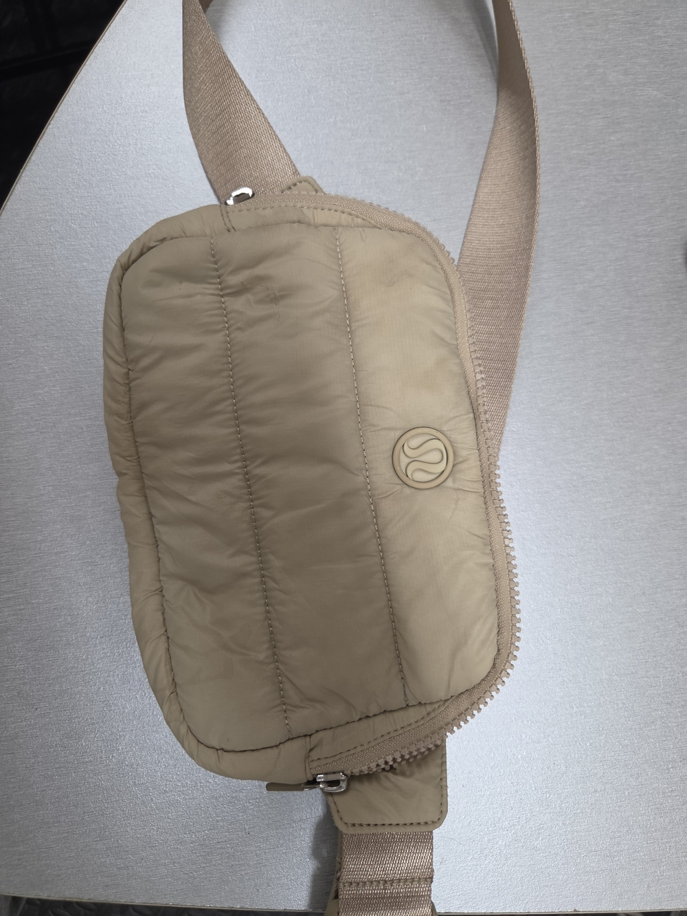 Lululemon 🍋 Beige Quilted Crossbody Sling Bag